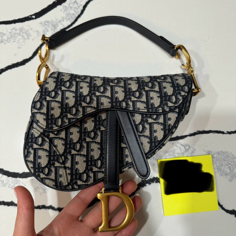CHRISTIAN DIOR Oblique Mini Saddle Bag Blue